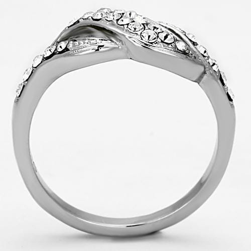 TK1085 - High polished (no plating) Stainless Steel Ring with Top Grade Crystal  in Clear A874-TK1085