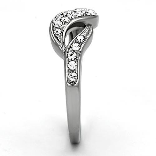 TK1085 - High polished (no plating) Stainless Steel Ring with Top Grade Crystal  in Clear A874-TK1085