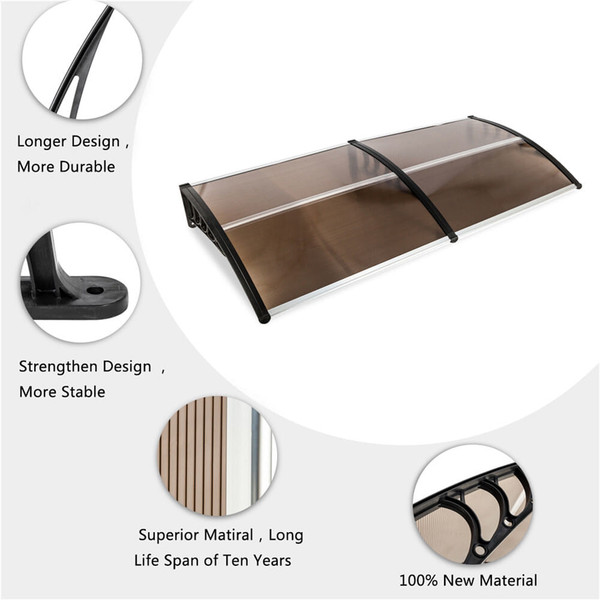 US 200*100 Household Application Door Window Rain  Cover Eaves Canopy Roof Protective Case Brown K484-PHO_0ROEIRZT_US