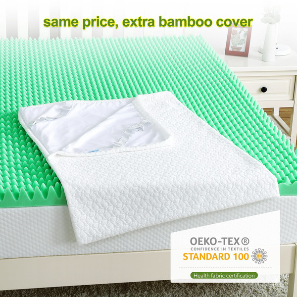 US GARVEE Mattress Topper Twin 2 Inch Green Tea Egg Crate Memory Foam Mattress Topper K484-PHO_0UL3RC9U_US