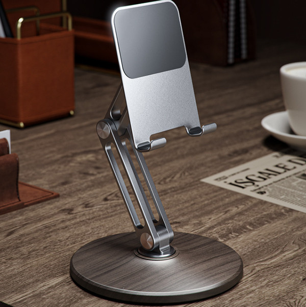 Wood Grain Base Aluminum Alloy Desktop Height Increasing Folding Rotating Mobile Phone Tablet Compu Q119-CJSJ1962741