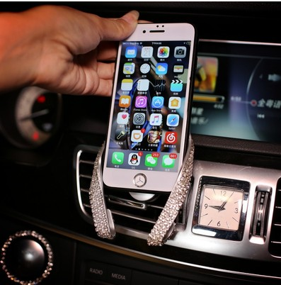 Car-mounted diamond U-shaped mobile phone holder Q119-CJSJSJSJ00554