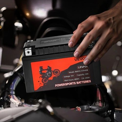 Motorcycle Battery, 12 Volt 4Ah, LiFePO4 Lithium Pre-Charged Powersports Battery, Maintenance Free  E415-LSTLMTCDLDC1XBVRE001V9