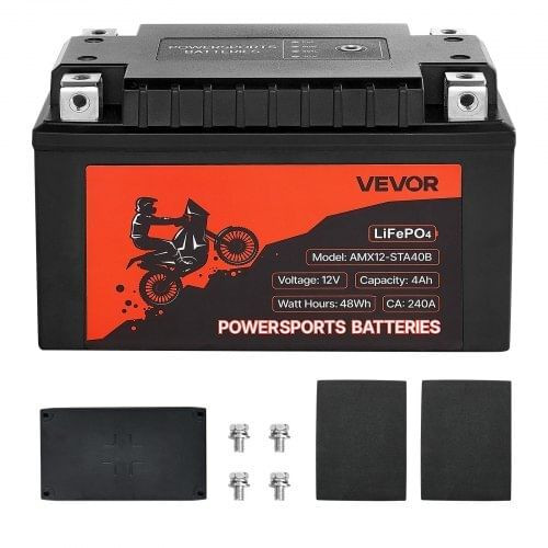 Motorcycle Battery, 12 Volt 4Ah, LiFePO4 Lithium Pre-Charged Powersports Battery, Maintenance Free  E415-LSTLMTCDLDC1XBVRE001V9