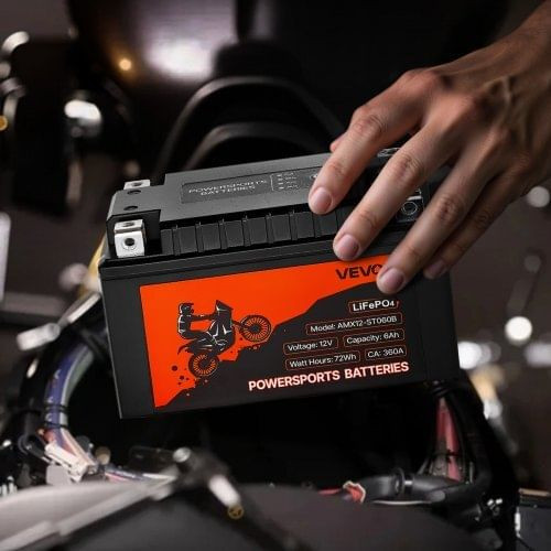 Motorcycle Battery, 12 Volt 6Ah, LiFePO4 Lithium Pre-Charged Powersports Battery, Maintenance Free  E415-LSTLMTCDLDC1Z98EV001V9