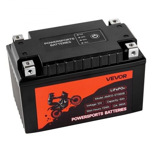 Motorcycle Battery, 12 Volt 6Ah, LiFePO4 Lithium Pre-Charged Powersports Battery, Maintenance Free  E415-LSTLMTCDLDC1Z98EV001V9