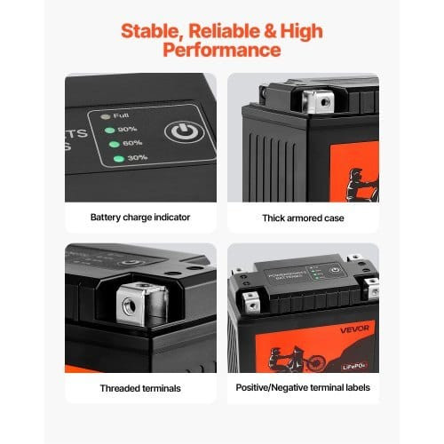 Motorcycle Battery, 12 Volt 7Ah, LiFePO4 Lithium Pre-Charged Powersports Battery, Maintenance Free  E415-LSTLMTCDLDC1R0NQ7001V9