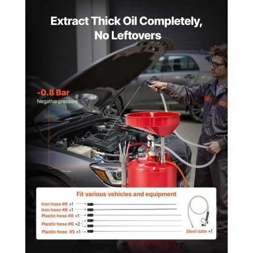 21 Gallon Waste Oil Drain Tank, Air Operated Portable Oil Drainer with Adjustable Funnel Height, In E415-QDCYJLSJS21G1OKH5001V0