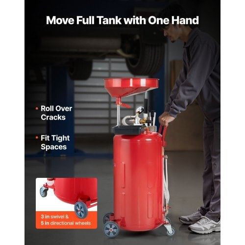 21 Gallon Waste Oil Drain Tank, Air Operated Portable Oil Drainer with Adjustable Funnel Height, In E415-QDCYJLSJS21G1OKH5001V0