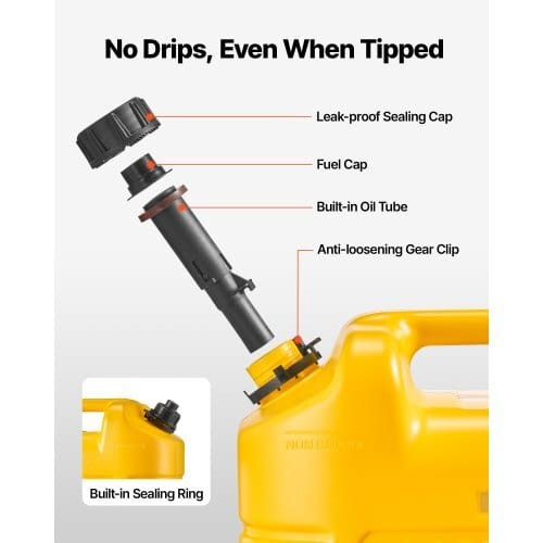Fuel Container, 5 Gallon, Gas Tank with Spout & Clear Scale, 15 L/min Max Flow Rate, Secure & Leak- E415-SLBXSYXJYK2J5UBBB001V0