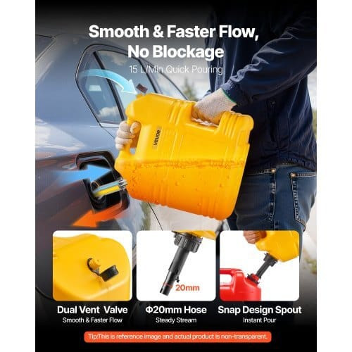 Fuel Container, 5 Gallon, Gas Tank with Spout & Clear Scale, 15 L/min Max Flow Rate, Secure & Leak- E415-SLBXSYXJYK2J5UBBB001V0