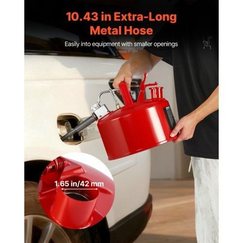 Safety Gas Can, 2.5 Gallon Type II Red Safety Can for Gasoline with Stainless Steel Flame Arrester, E415-IIXAQGHSJS25Y4I7A001V0