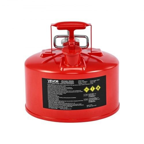 Safety Gas Can, 2.5 Gallon Type II Red Safety Can for Gasoline with Stainless Steel Flame Arrester, E415-IIXAQGHSJS25Y4I7A001V0