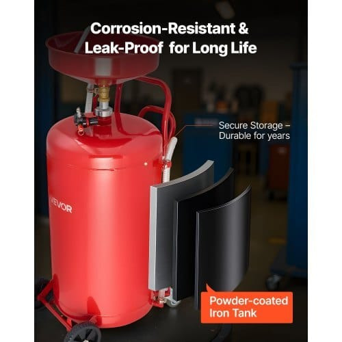 25 Gallon Waste Oil Drain Tank, Air Operated Portable Oil Drainer with Adjustable Funnel Height, In E415-QDLSPYPJS25G11TPZ001V0