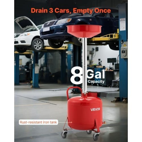 8 Gallon Waste Oil Drain Tank, Industrial Fluid Drain Tank with Adjustable Funnel Height, Portable  E415-SDLSPYPJS8GACGQU6001V0