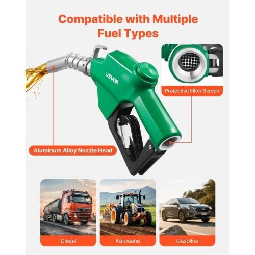 1 Inch NPT Automatic Fuel Nozzle, Max Flow Rate 21.6 GPM, Auto Shut Off Diesel Gas Pump Nozzle with E415-JXSRYPZJSSL1HGB1L001V0