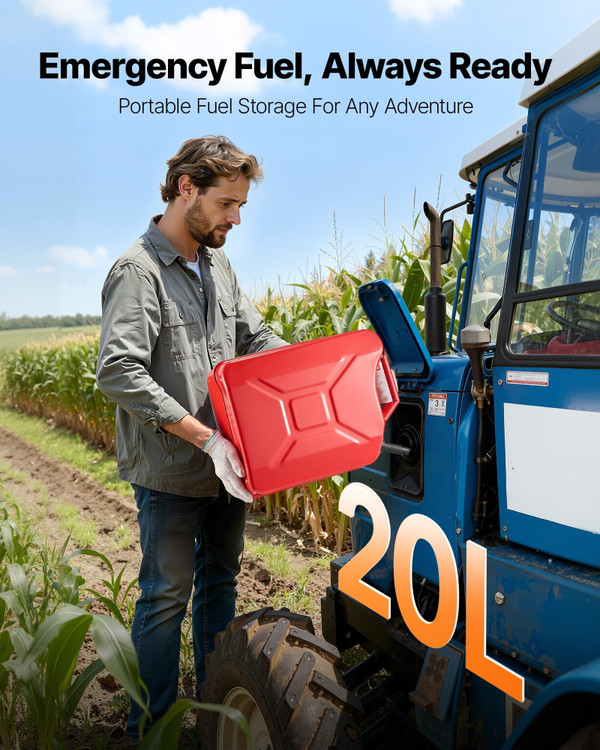 Metal Fuel Container, 5.3 Gallon, Fuel Jerry Can with Spout and Comfort Handle, 6 L/min Max Flow Ra E415-JSBXSYXJYK1JX9KIT001V0