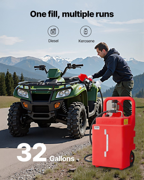 Diesel Transfer Tank, 32 Gallon, Portable Kerosene Tank with 12V DC 10GPM Electric Transfer Pump, 1 E415-SLJYCDDBCY32FOJ7M001V9
