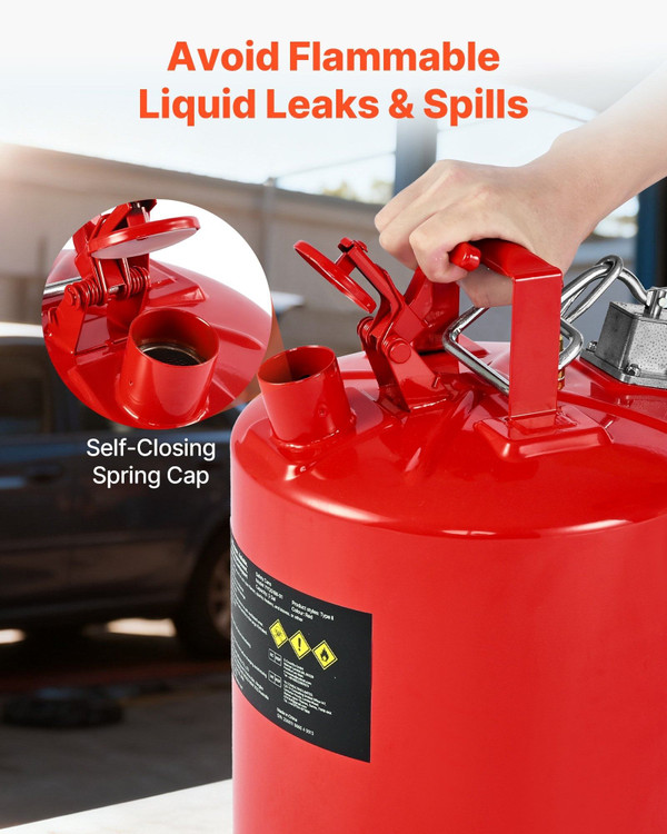 Safety Gas Can, 5 Gallon Type II Red Safety Can for Gasoline with Stainless Steel Flame Arrester, S E415-IIXAQGHSJS5J6X3JB001V0