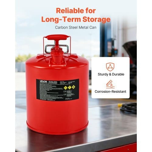 Safety Gas Can, 5 Gallon Type II Red Safety Can for Gasoline with Stainless Steel Flame Arrester, S E415-IIXAQGHSJS5J6X3JB001V0