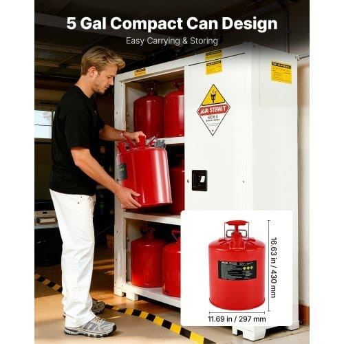 Safety Gas Can, 5 Gallon Type II Red Safety Can for Gasoline with Stainless Steel Flame Arrester, S E415-IIXAQGHSJS5J6X3JB001V0
