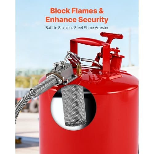 Safety Gas Can, 5 Gallon Type II Red Safety Can for Gasoline with Stainless Steel Flame Arrester, S E415-IIXAQGHSJS5J6X3JB001V0