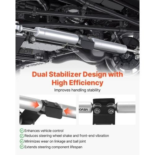 Dual Steering Stabilizer, for 2007-2018 Jeep Wrangler JK, Dual Steering Stabilizer Kit Fits with 2  E415-SZXWDQJEEPWRFYVCJ001V0