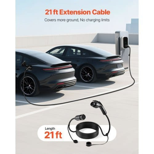 EV Charger Extension Cable, 48Amp 21 ft J1772 Extension Cord Compatible with 120V-240V SAE J1772 El E415-MGCDQYZXMBCXJ1ANH001V7