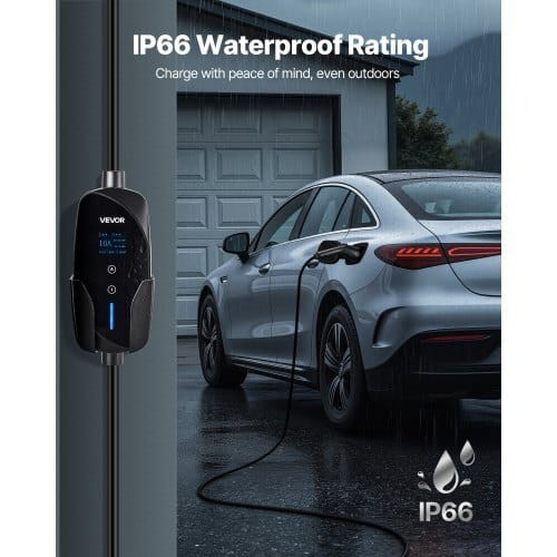 Level 1&2 EV Charger, 16 Amp Adjustable Current, Electric Vehicle Portable Charger with 25 ft Cable E415-MGBXCDQPM16A6H3SH001V5