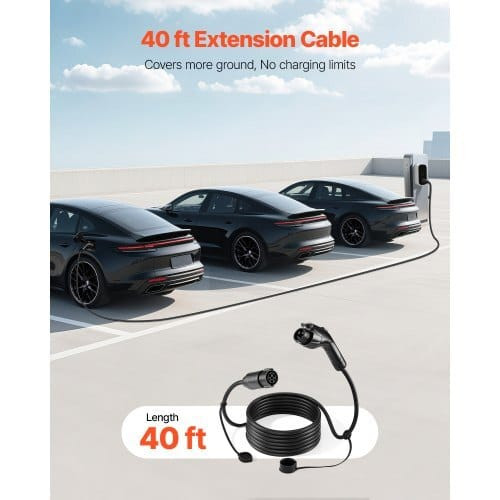 EV Charger Extension Cable, 40Amp 40 ft J1772 Extension Cord Compatible with 120V-240V SAE J1772 El E415-MGCDQYZXMBCX7XQQ0001V7