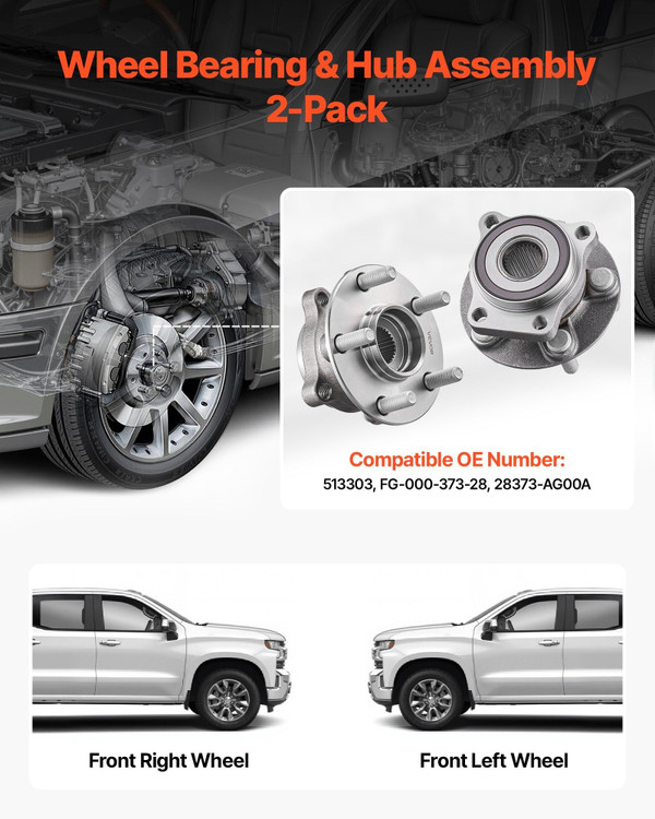 2PCS Front Wheel Bearing & Hub Assembly Fit for 2014 Subaru Forester 2.5i Convenience Limited Premi E415-QCLGZJ2JTSBLAGLTS001V0