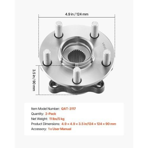 2PCS Front Wheel Bearing & Hub Assembly Fit for 2014 Subaru Forester 2.5i Convenience Limited Premi E415-QCLGZJ2JTSBLAGLTS001V0