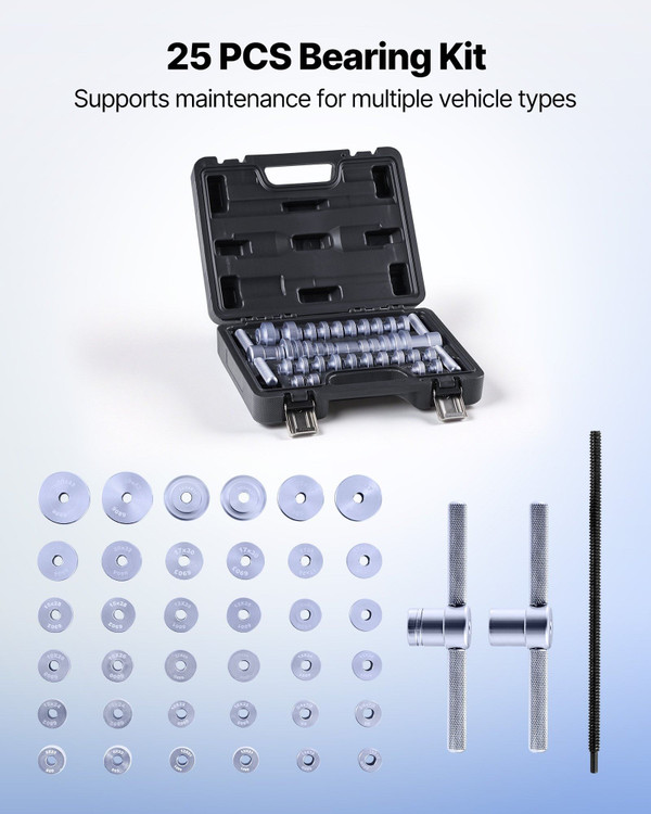 Bearing Press Kit, 25 Pcs, Bearing Race and Seal Driver Set with Bushings & Wrenches, Bushing Drive E415-ZCTJ25JTLHJXZK6NM001V0
