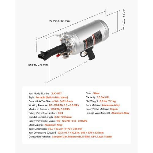 Portable Tire Bead Seater, 1.6 Gal / 6 L Air Bead Blaster, Handheld Tire Inflator Tool, 87-116 PSI  E415-LTBCQXBXS6LYYTCZ8001V0