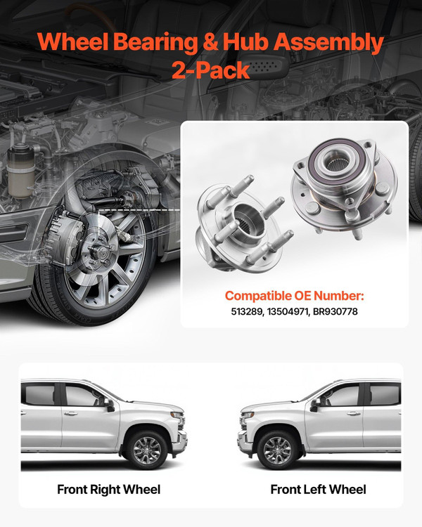 2PCS Front Wheel Bearing & Hub Assembly Fit for 2014-2016 Cadillac SRX Base Luxury Performance Prem E415-QCLGZJ2JTKDLJX1UE001V0