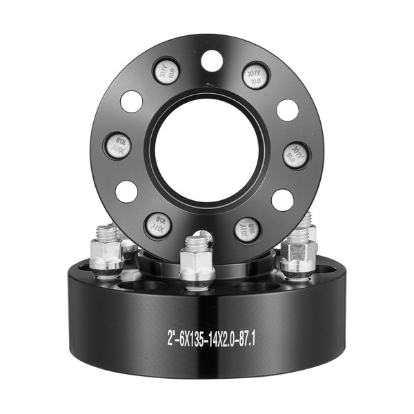 Wheel Spacers, 2" 6"x5.3" Wheel Adapters, 6 Lug Forged Spacer, 87.1 mm Bore Hubcentric M14 x2 Studs E415-LSSFLP2YC6X5CPXDCV0