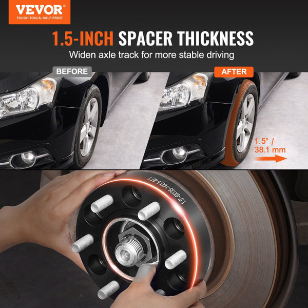 1.5" 6"x5.3" Wheel Spacers Wheel Adapters 6 Lug Forged Spacer 4 PCS Black E415-LSSFLP15YC6X1GP2WV0