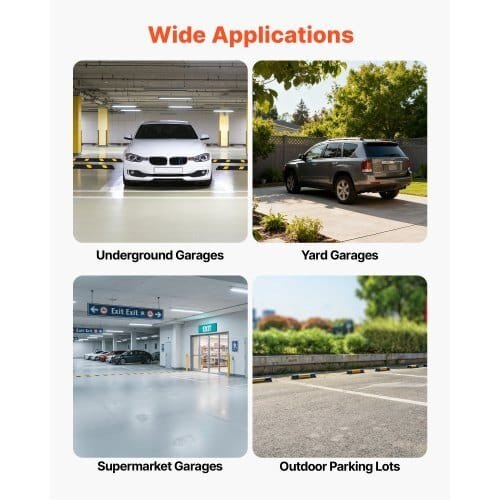 Parking Stopper, 72 Inch Heavy Duty Parking Aid for Garage, Rubber Curb Garage Floor Stopper with R E415-TCDK7264INCHUM669001V0