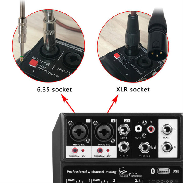 Portable Bluetooth-compatible 4-channel Audio  Mixer Sound Mixing Console Usb Interface C4 Mixer Fo K484-PEL_0L27WRPL