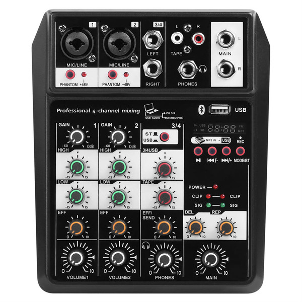 Portable Bluetooth-compatible 4-channel Audio  Mixer Sound Mixing Console Usb Interface C4 Mixer Fo K484-PEL_0L27WRPL