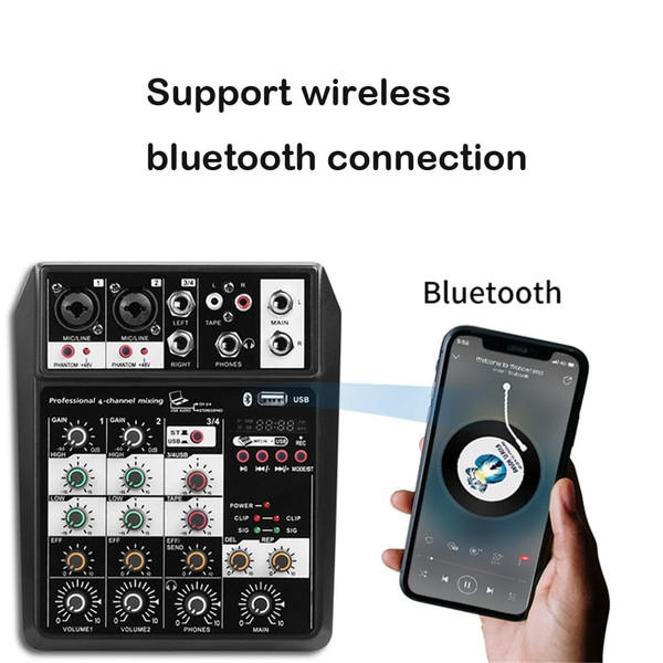 Portable Bluetooth-compatible 4-channel Audio  Mixer Sound Mixing Console Usb Interface C4 Mixer Fo K484-PEL_0L27WRPL
