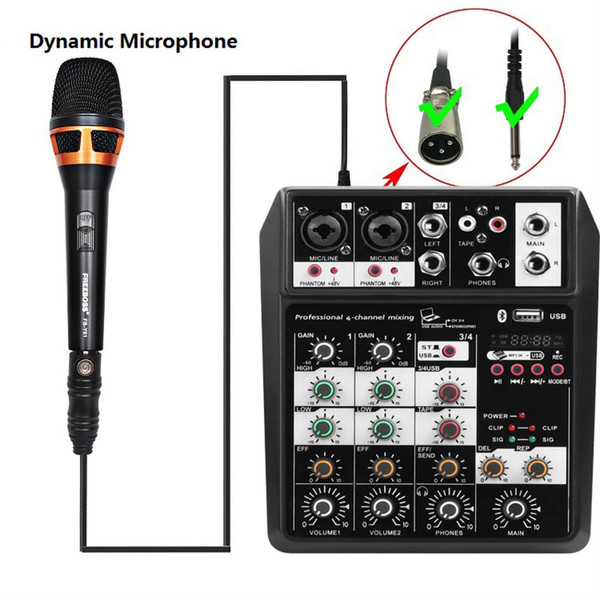 Portable Bluetooth-compatible 4-channel Audio  Mixer Sound Mixing Console Usb Interface C4 Mixer Fo K484-PEL_0L27WRPL