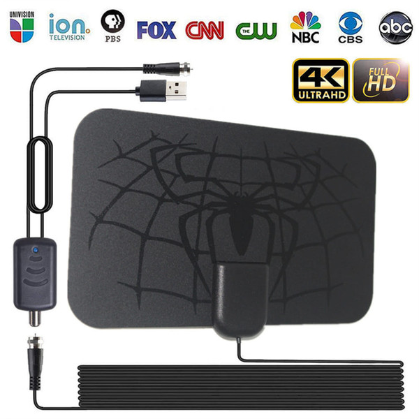 Indoor Digital Hdtv Antenna with Detachable Signal Amplifier Converter Spider Pattern Black K484-PEL_0M37H4FV