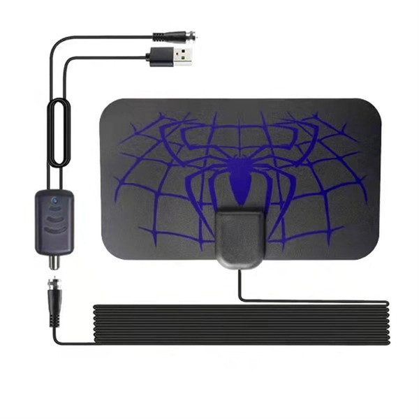 Indoor Digital Hdtv Antenna with Detachable Signal Amplifier Converter Spider Pattern Black K484-PEL_0M37H4FV