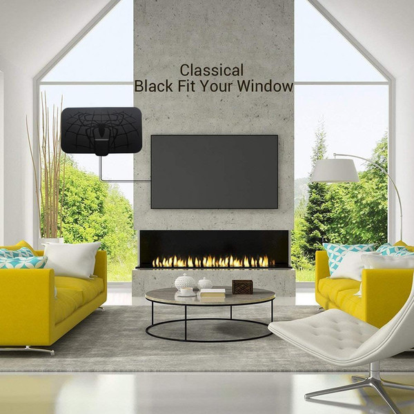 Indoor Digital Hdtv Antenna with Detachable Signal Amplifier Converter Spider Pattern Black K484-PEL_0M37H4FV