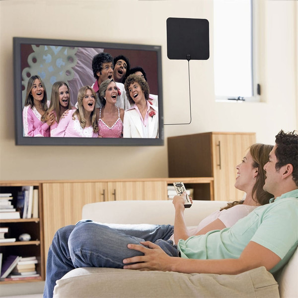 Indoor TV Antenna with Signal Booster Iec Converter Hdtv Receiver Black K484-PEL_0M34H2WF