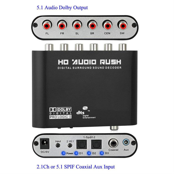 5.1-channel Dts Dolby/ac-3 Digital Audio  Decoder Fiber Coaxial Analog Converter Host + Power Suppl K484-PEL_0L15Q1DB