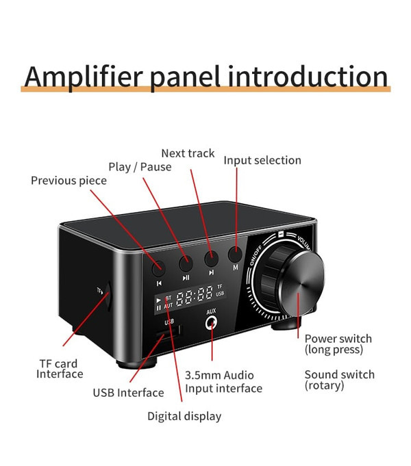 Mini Audio Hifi Digital Amplifier Bluetooth 5.0 Hifi Fever Audio MP3 Player Lossless Player K484-FQZIN_0SINAWU4