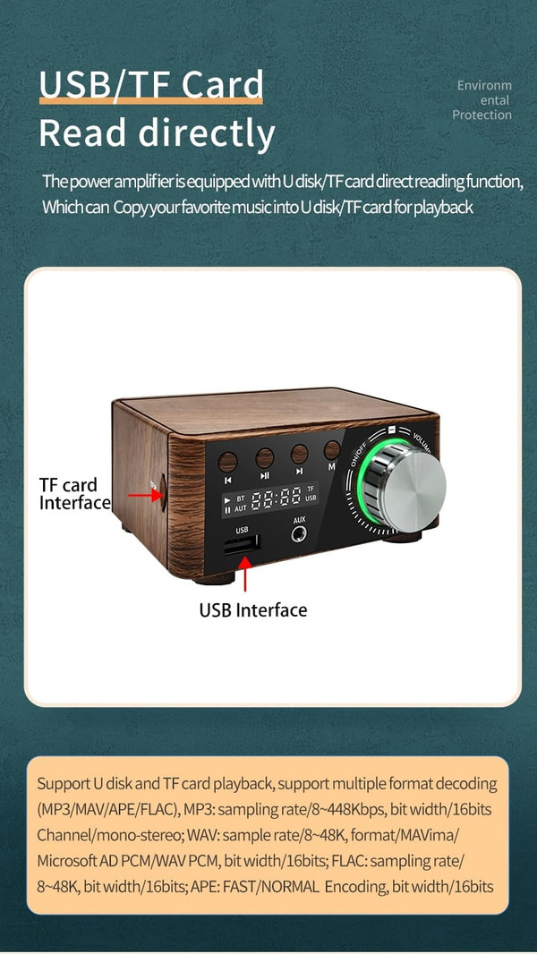 Mini Audio Hifi Digital Amplifier Bluetooth 5.0 Hifi Fever Audio MP3 Player Lossless Player K484-FQZIN_0SINAWU4