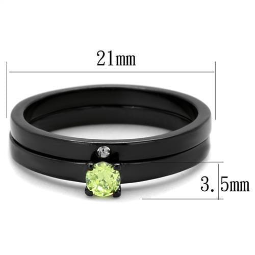 TK2015 - IP Black(Ion Plating) Stainless Steel Ring with AAA Grade CZ  in Apple Green color A874-TK2015